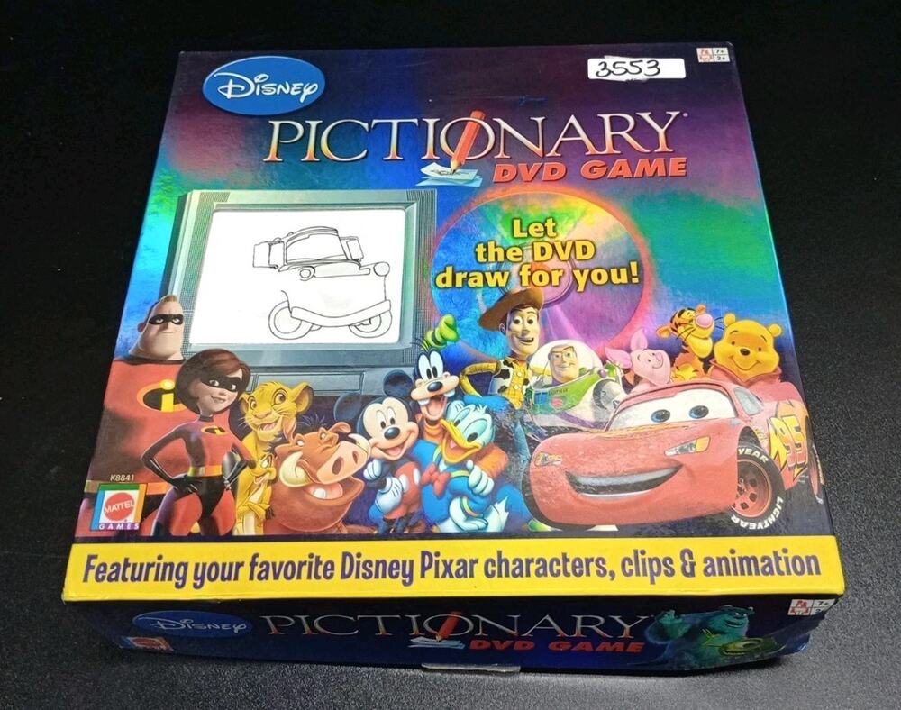 Disney Pixar Pictionary DVD Family Game COMPLETE Mattel 2007 Family Kids